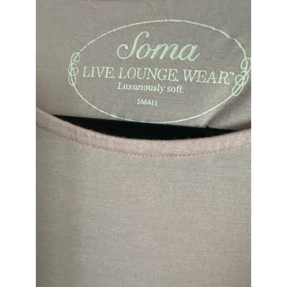 Soma Cool Nights Sleepshirt Size Small Pink Striped Short Sleeve Black White - Picture 2 of 4